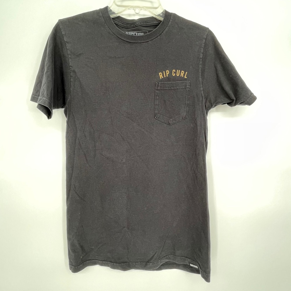 Rip Curl Mens T Shirt Black Pocket Tee Surfing Graphic‎ Print Size S